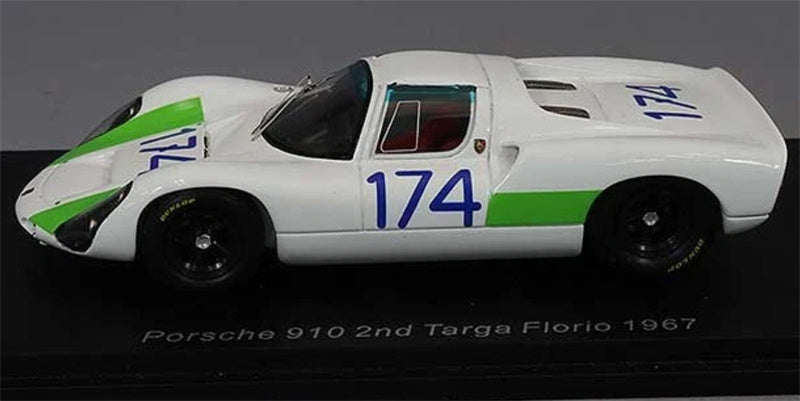 Spark Porsche 910 2nd #174 Targa Florio 1967 WHITE GREEN 1:43 Car Pre-built Model view3
