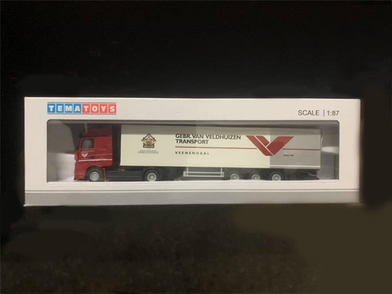 1:87 Mercedes-Benz Gebr. Van Veldhuizen Transport Arocs MP4 Big Space 4x2+ Boxtrailer 3 Axle WSI   Diecast Model