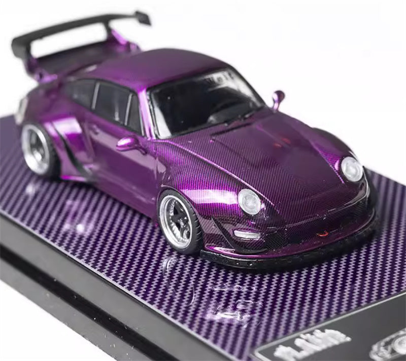 FLAME Porsche RWB 993 All Carbon Purple Limited Edition 499PCS ONLY 1:64 Car Pre-built Model view5