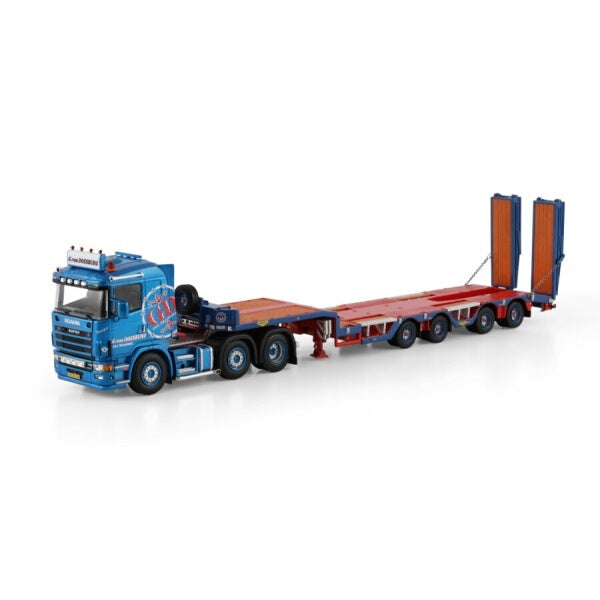 1:50 SCANIA G. VAN DOESBURG 4 series FLAT ROOF 6X2 SEMI WHEEL WELL LOW LOADER 4 AXLE WSI   Diecast Model