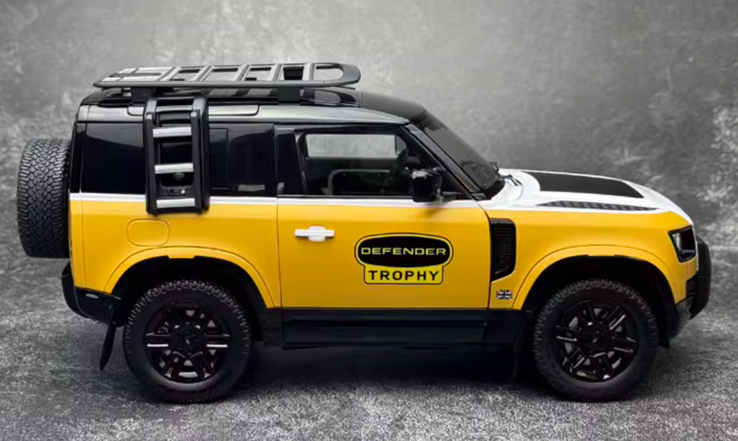 Almost Real 2023 Land Rover Defender 90 Trophy Yellow White 1:18 Car Pre-built Model view7