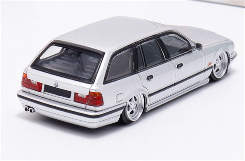Mortal BMW E34 TOURING 5 Series Silver Lowered Version Limited Edition 799PCS ONLY 1:64 Car Pre-built Model view2