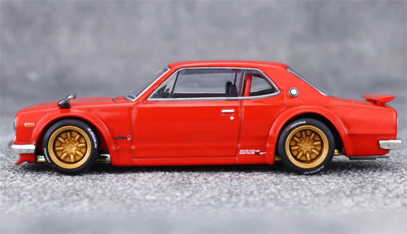 KaidoHouse x MiniGT Nissan Skyline 2000GT-R KPGC10 Kaido Street V1 red color box packaging 1:64 Car Pre-built Model view3