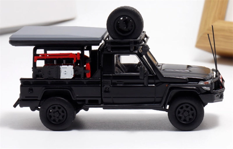 Autobots Models Toyota Land Cruiser LC79 Pickup Camping Vehicle Black single layout 1:64 Truck Pre-built Model view3