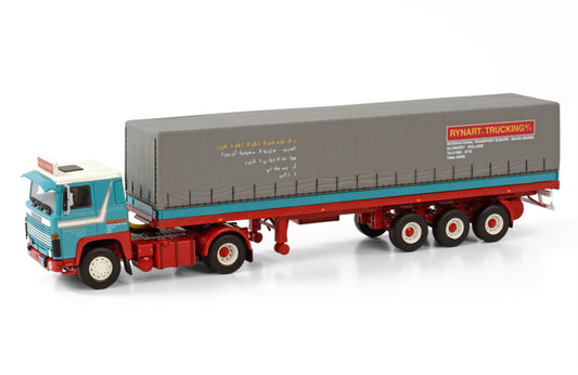 WSI SCANIA 1 SERIES 4X2 CLASSIC CURTAINSIDE TRAILER - 3 AXLE RYNART TRUCKING 1:50 Truck Pre-built Model