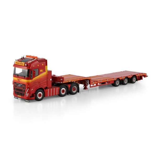 1:50 VOLVO KLAAS KUIPER FH5 6X2 SEMI LOW LOADER 3 AXLE WSI Red Diecast Model