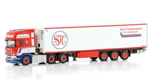 WSI SCANIA R5 TOPLINE 6X2 TAG AXLE REEFER TRAILER - 3 AXLE Skive Koletransport 1:50 Truck Pre-built Model