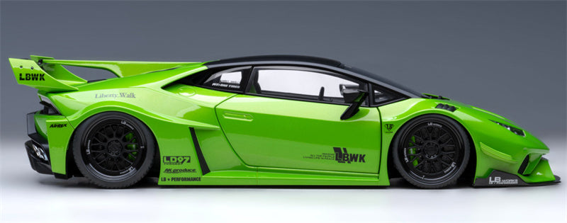 AUTOART Lamborghini HURACAN GT supercar Green LBWK AirREX AK-produce LB PERFORMANCE LB-WORKS 1:18 Car Pre-built Model view6