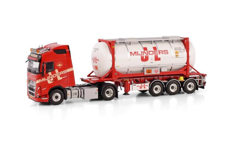 WSI VOLVO FH5 GLOBETROTTER 4X2 CONTAINER TRAILER - 3 AXLE +20FT TANK CONTAINER J.L. MIJNDERS TRANSPORT 1:50 Truck Pre-built Model