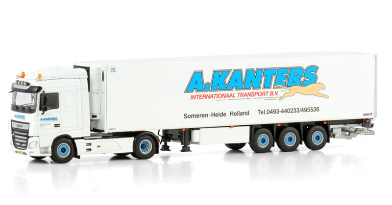 WSI DAF XF SPACE CAB MY2017 4X2 REEFER TRAILER - 3 AXLE A. Kanters Transport 1:50 Truck Pre-built Model