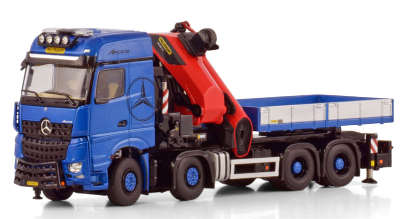 WSI MERCEDES BENZ AROCS MP5 BIG SPACE 8X4 WITH PALFINGER PK 1650 TEC + JIB DEMOUNTABLE BODY Premium Line 1:50 Truck Pre-built Model