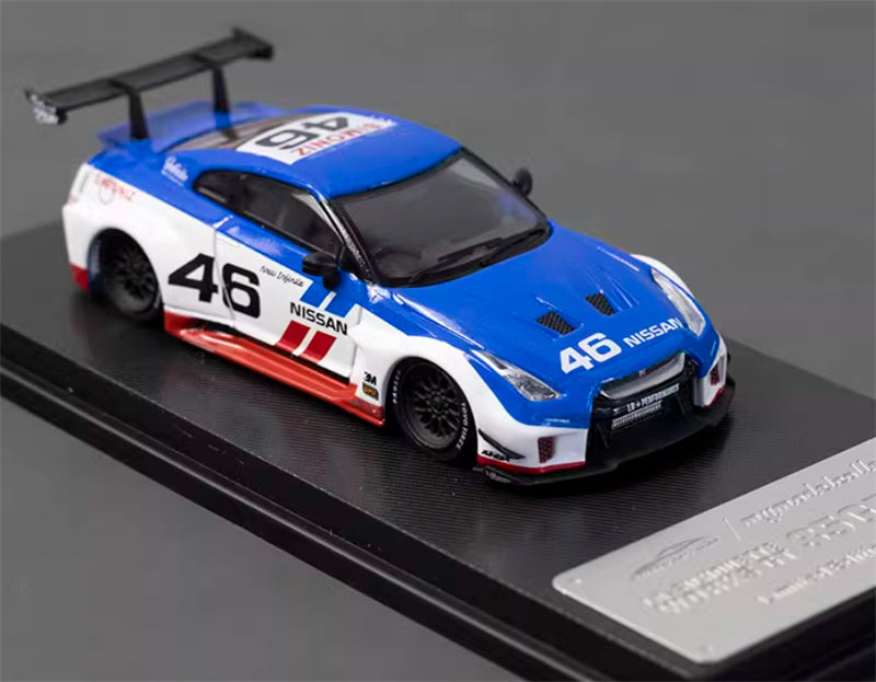 mymodelcollect Nissan 35GT-RR #46 LBWK Limited Edition White Blue 1:64 Car Pre-built Model view5