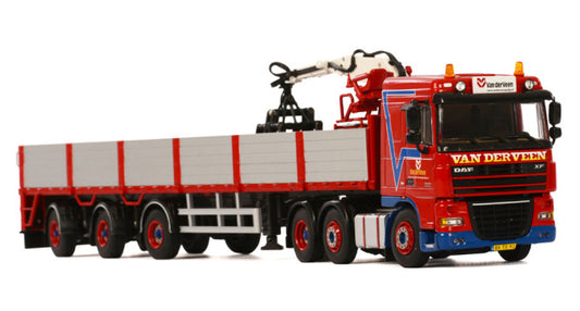 WSI DAF XF SPACE CAB 6x2 TWIN STEER BRICK TRAILER - 3 AXLE KENNIS Van der Veen 1:50 Truck Pre-built Model