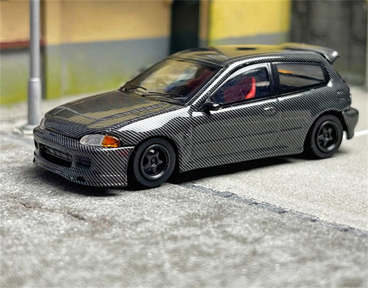 SW Honda Civic EG6 All carbon black Limited Edition 500PCS ONLY 1:64 Car Pre-built Model view1