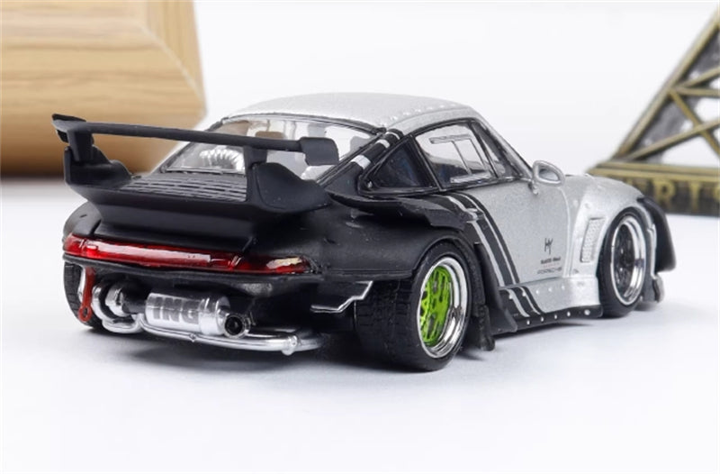 1:64 Porsche 911 RWB 993 Cyberpunk Silver SW DIECAST Model