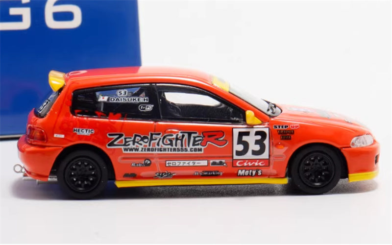 SW Honda Civic EG6 Orange 53# Limited Edition 499PCS ONLY 1:64 Car Pre-built Model view7