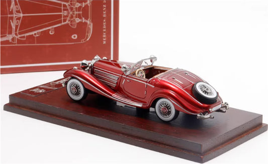 Liberty 64 Mercedes Benz 500K Classic Vintage Car Bordeaux red - with top cover 1:64 Car Pre-built Airliner Model Display view2