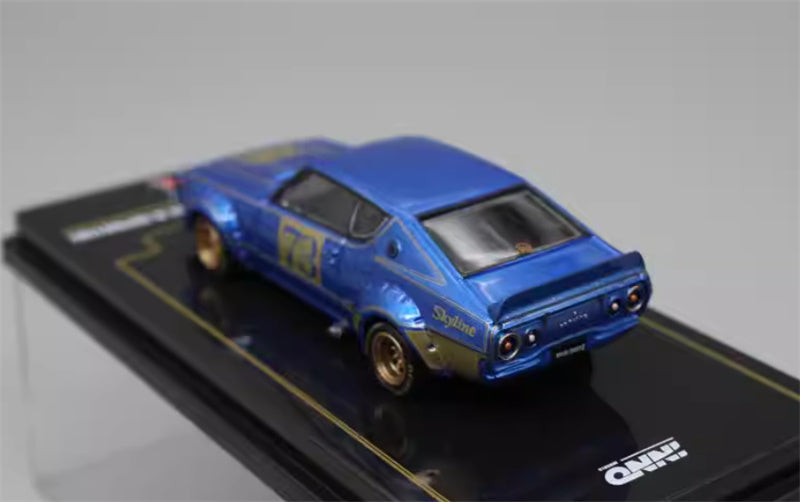 INNO64 Nissan Skyline 2000 GT-R (KPGC110) Blue # 73 1:64 car Pre-built Model view7