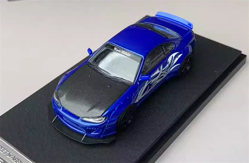 SW Nissan Slivia S15 Rocket Bunny Blue Wave Limited Edition 299PCS ONLY 1:64 car Pre-built Model view6