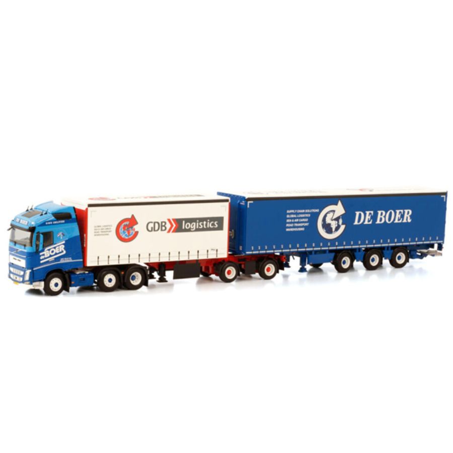 WSI VOLVO FH4 GLOBETROTTER 6X2 TWINSTEER LZV COMBI - 8 AXLE DE BOER TRANSPORT 1/50 DIECAST Truck