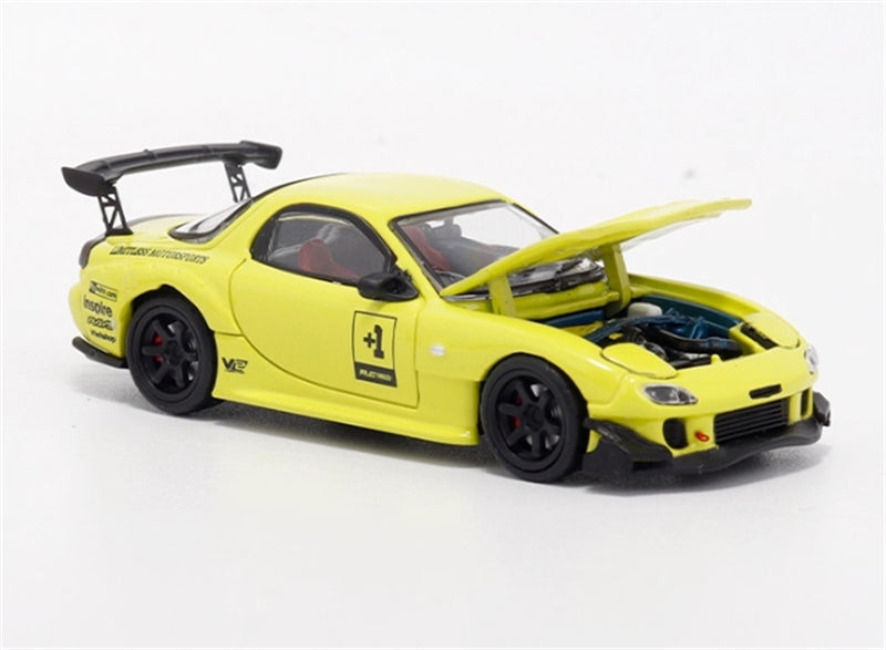 1:64 Mazda RX-7 RE Amemiya‌ Lemon Yellow +1# BSC DIECAST Limited Edition 499pcs ONLY Model