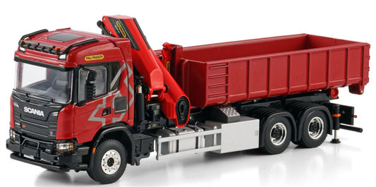 WSI SCANIA G NORMAL CG17N RIGED TRUCK WITH HOOKLIFT SYSTEM 6X4 WITH PALFINGER PK 370 TEC Premium Line 1:50 Truck Pre-built Model