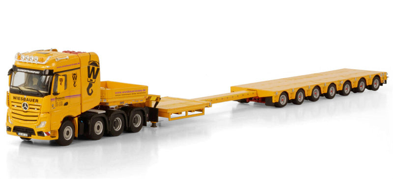 WSI  ACTROS MP4 BIG SPACE SLT 8x4 100 TONNER BROSHUIS - 7 AXLE Wiesbauer 1:50 Truck Pre-built Model