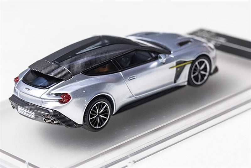 KING MODEL Aston Martin Vanquish Zagato Bright Silver Limited Edition 333PCS ONLY 1:64 Car Pre-built Model view7