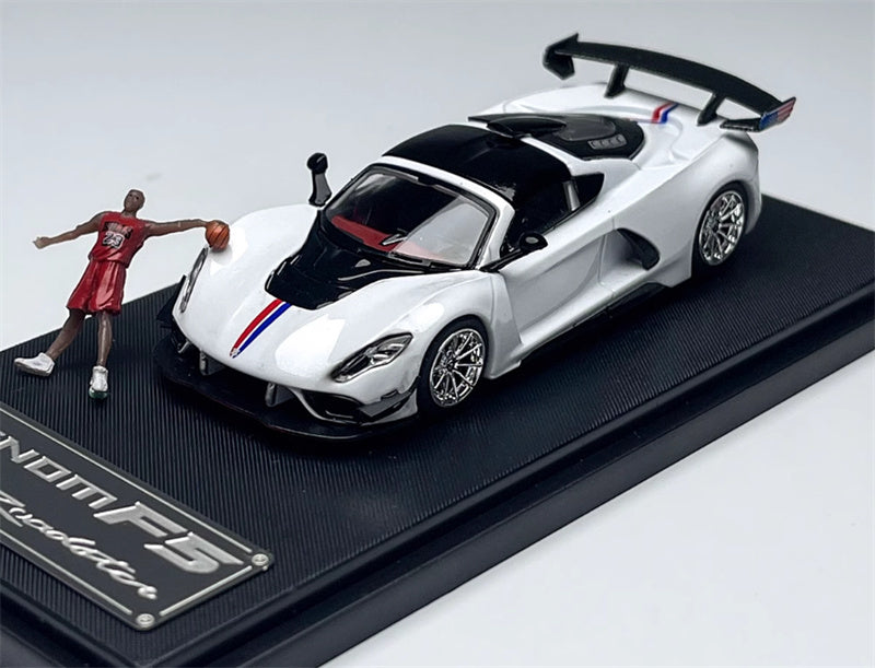 Rhino Model Hennessey Venom F5 Limited Edition 999PCS ONLY White w/ Figure 23# 1:64 Car Pre-built Model view1