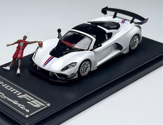 Rhino Model Hennessey Venom F5 Limited Edition 999PCS ONLY White w/ Figure 23# 1:64 Car Pre-built Model view1