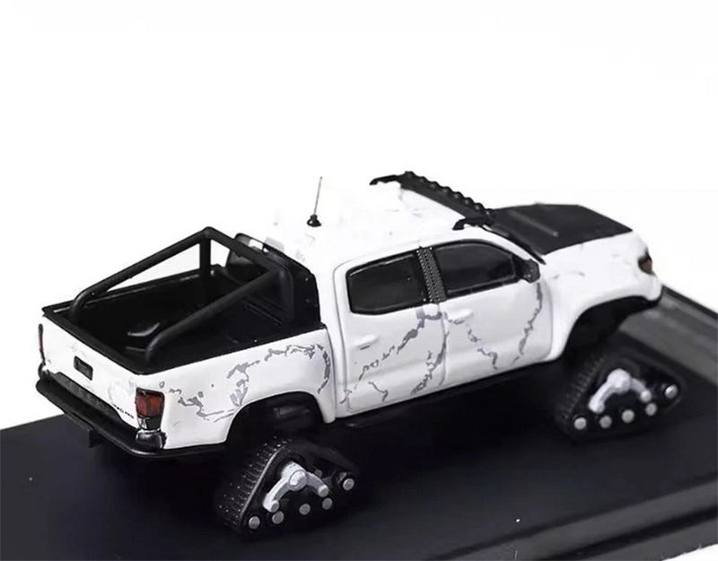 GCD Toyota Tacoma Snow Edition with tank track White Stone Pattern LHD 1:64 Truck Pre-built Model view6