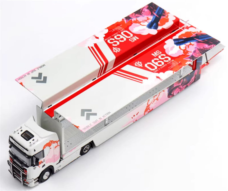 Max well Scania #S730 double-decker transport vehicle White Red Mech Zhagu 1:64 Truck Pre-built Airliner Model Display view5
