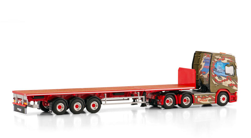 WSI SCANIA CS20H 6X4 FLATBED TRAILER - 3 AXLE Midtstol 1:50 Truck Pre-built Model