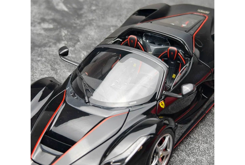 1:18 Ferrari LaFerrari  Black w/ red stripes- Silver Wheel BBR MODELS convertible version DIECAST Model