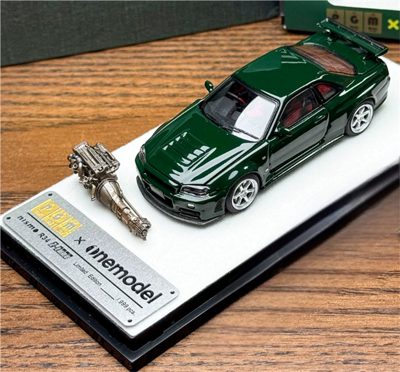 1:64 Nissan GTR R34 Nismo Z-Tune  UK Green PGM x onemodel Standard Edition Limited Edition 999PCS ONLY DIECAST Model