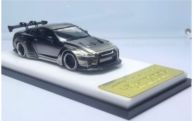 1:64 Nissan GTR R35 LB   mymodelcollect Black wheel electroplated black brushed Limited Edition 999PCS ONLY DIECAST Model