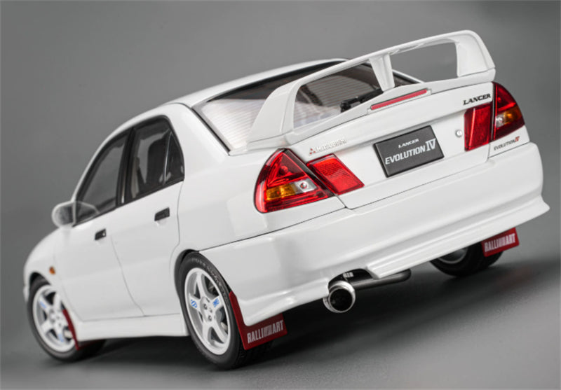 1:18 Mitsubishi Lancer Evolution IV GSR  WHITE / BONNET RALLY LAMP POD MOTORHELIX Limited Edition 499PCS ONLY DIECAST Model