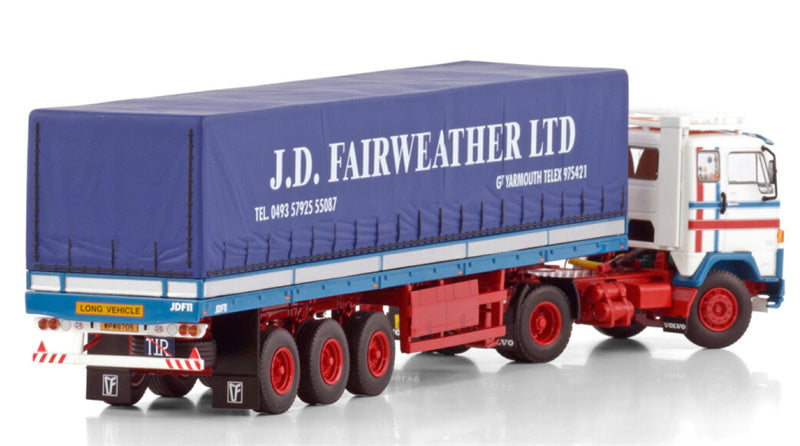 WSI VOLVO F89 4X2 CLASSIC CURTAINSIDER TRAILER - 3 AXLE Fairweather 1:50 Truck Pre-built Model
