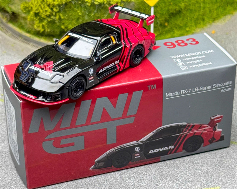 MINIGT Mazda RX-7 LB-Super Silhouette Advan black and red coating color box packaging 1:64 Car Pre-built Model view8