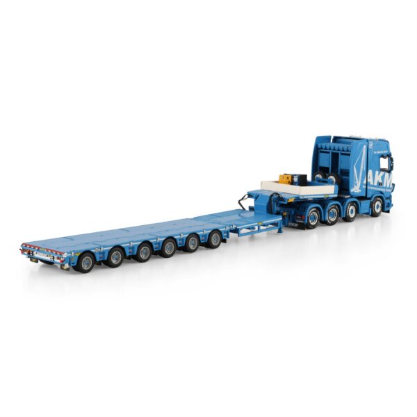 1:50 SCANIA AKM S CS20H 8X4 LOW LOADER 6 AXLE WSI Blue Diecast Model