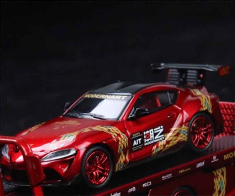 ModernArt Toyota Supra A90 Beijing AIT Exhibition Edition Gold Snake Standard Red Limited Edition 999PCS ONLY 1:64 car Pre-built Model view3