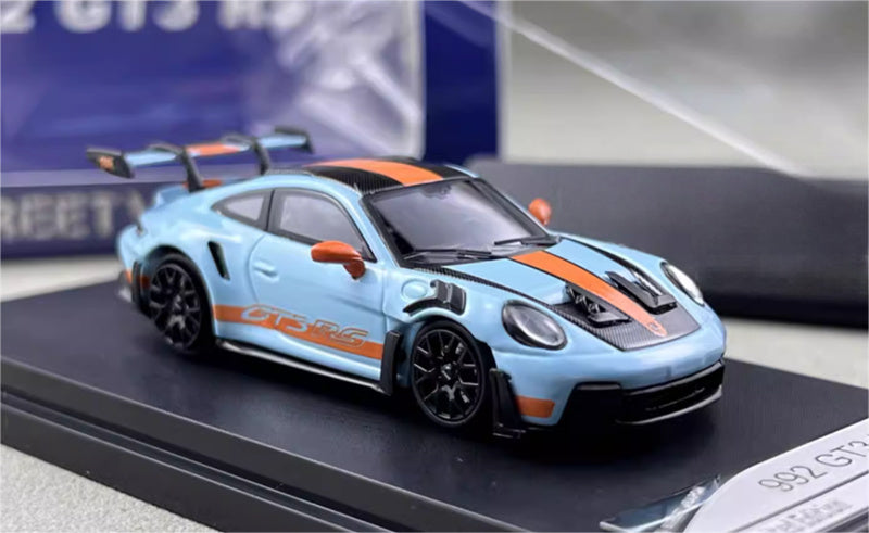 SW Porsche 992 GT3 RS Gulf Black Wheel Carbon Cover Limited Edition 599PCS ONLY 1:64 car Pre-built Model view3