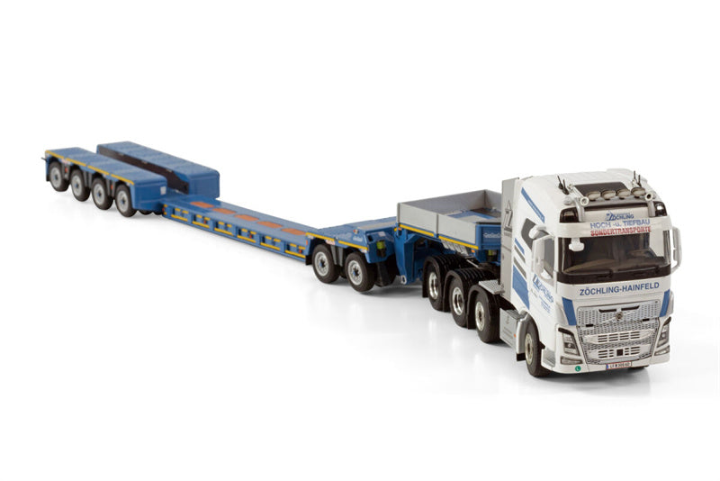 WSI VOLVO FH4 GLOBETROTTER 8X4 LOW LOADER - 4 AXLE + DOLLY - 2 AXLE ZÖCHLING 1/50 DIECAST Truck Lorry