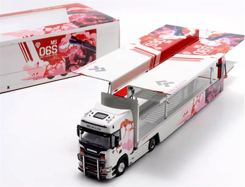 Max well Scania #S730 double-decker transport vehicle White Red Mech Zhagu 1:64 Truck Pre-built Airliner Model Display view8