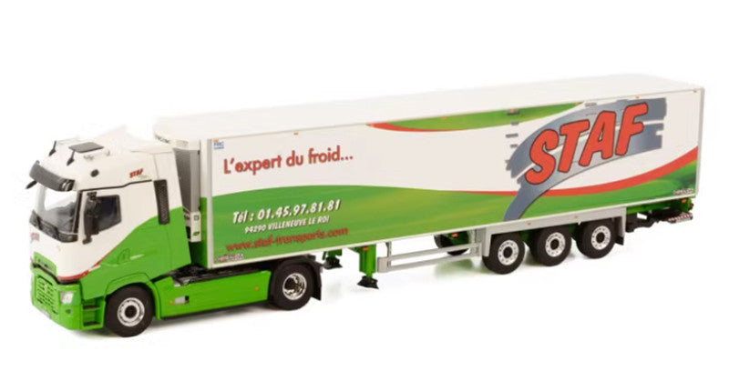 WSI RENAULT TRUCKS T HIGH 4X2 REEFER TRAILER - 3 AXLE STAF 1:50 Truck Pre-built Model