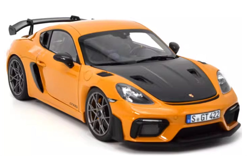 NOREV 2023 Porsche Cayman GT4 RS sports car Hard top orange 1:18 Car Pre-built Model view7