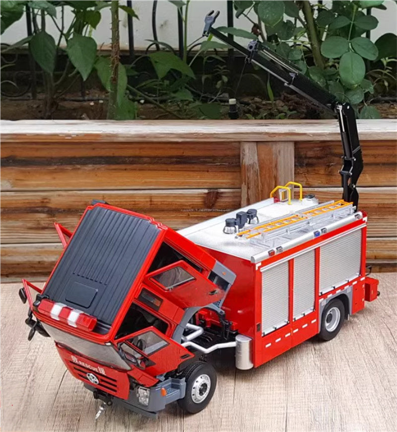 SAIC Hongyan Jieshi 350 Emergency Rescue Main Battle Fire Truck Red 1:24 Truck Pre-built Model