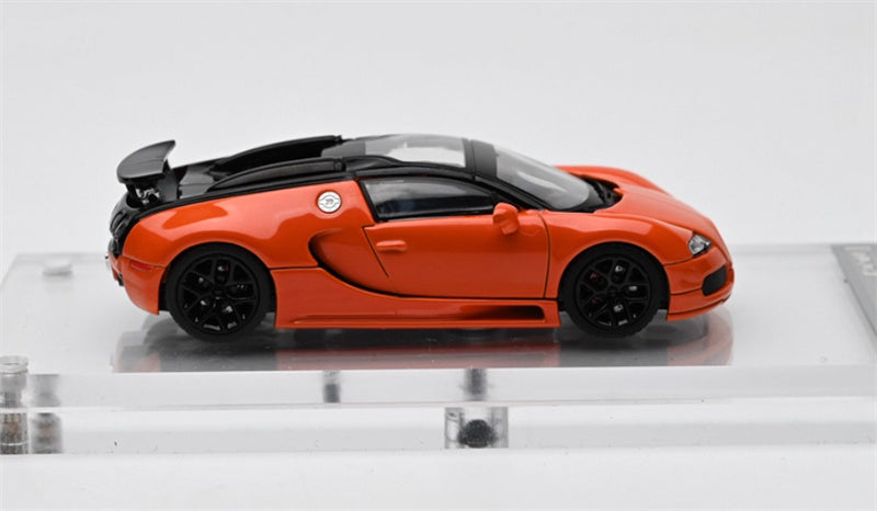 Mortal Bugatti Veyron Metal Orange Black Double Splicing 1:64 Car Pre-built Model view8
