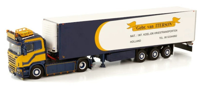 WSI SCANIA R5 FLAT ROOF 4X2 REEFER TRAILER - 3 AXLE GEBR. VAN ITERSON 1:50 Truck Pre-built Model