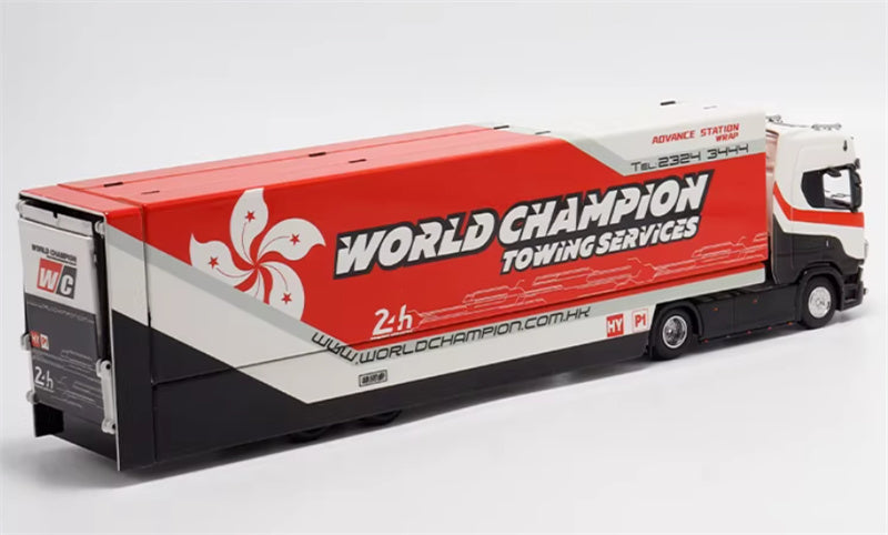 Max well Scania #S730 double-decker transport vehicle Red White Wei Chuan Painting 1:64 Truck Pre-built Airliner Model Display view4